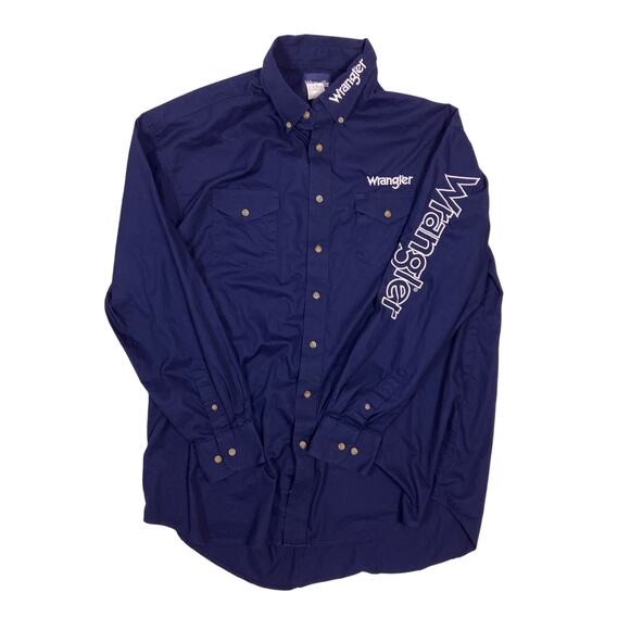 Mens Wrangler Embroidered Logo 2XLT Button Down Shirt Western Style Long Sleeve - Picture 1 of 6